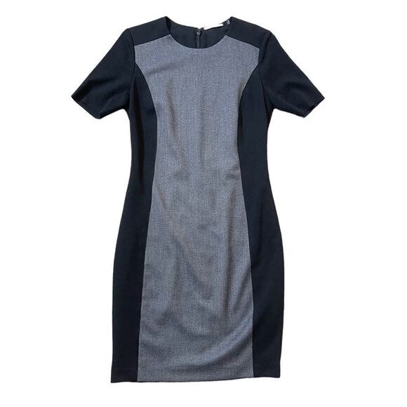 T Tahari Gray Black Color Block Sheath Dress Size 4 - Picture 1 of 16